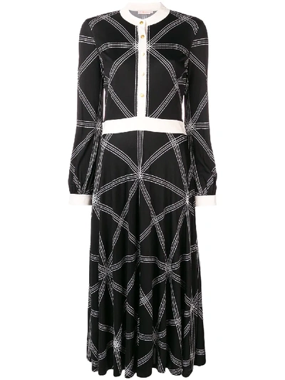 Tory Burch Anja Diamond-stitch Midi Dress In Black | ModeSens