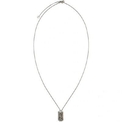 Saint Laurent Silver Monogramme Razor Blade Necklace In 8142 Silver