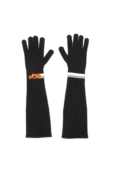 Prada Techno Nylon Long Gloves In Nero Pink (black)