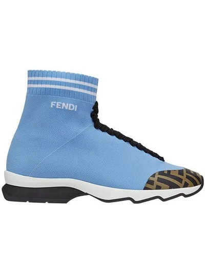 Fendi Sock Style Sneakers In F15el-azul Cl White+tob.bl