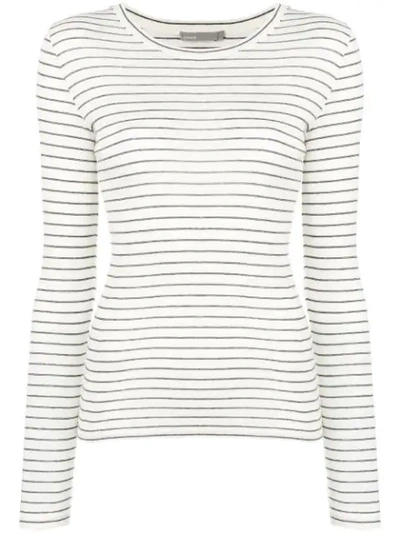 Vince Striped Jersey Top In White