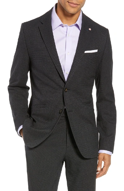 Ted Baker Gorka Textured Semi-plain Regular Fit Jacket In Charcoal