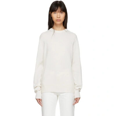 Helmut Lang Ring Cashmere Crewneck Pullover Sweater In Light Butter