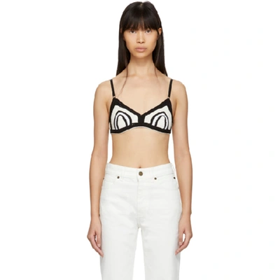 Helmut Lang Crochet Bra In Light Butter Black