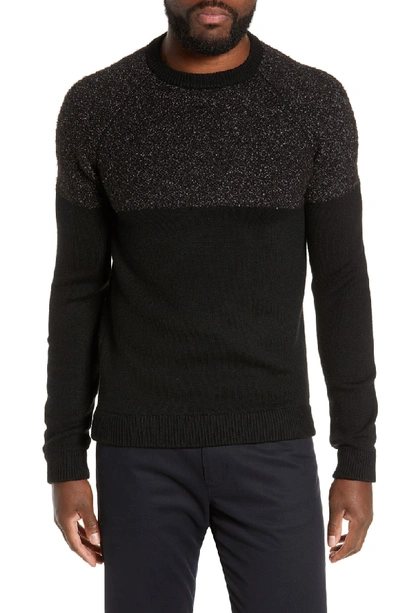 Ted Baker Arks Slim Fit Textured Crew Sweater In Black