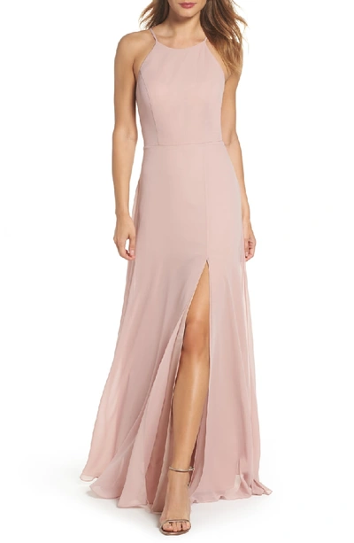 Jenny Yoo Kayla A-line Halter Gown In Whipped Apricot