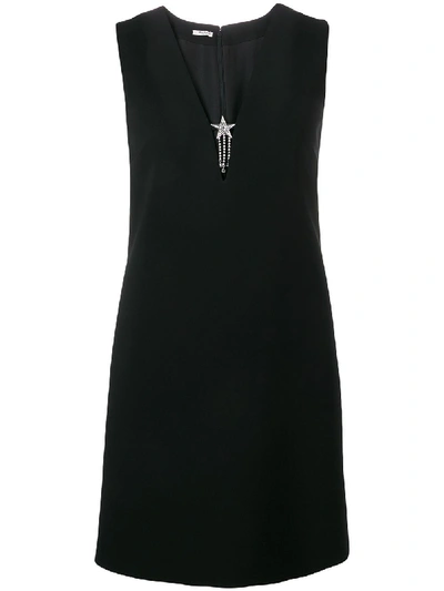 Miu Miu Embellished Cady Mini Dress - 黑色 In Black