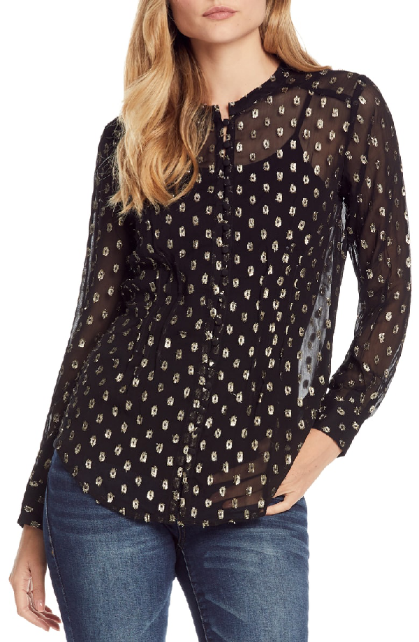 black and gold polka dot blouse