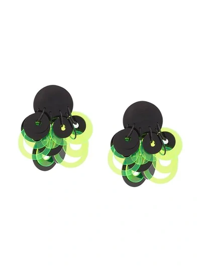 Monies Colour-block Geometric Earrings In Black