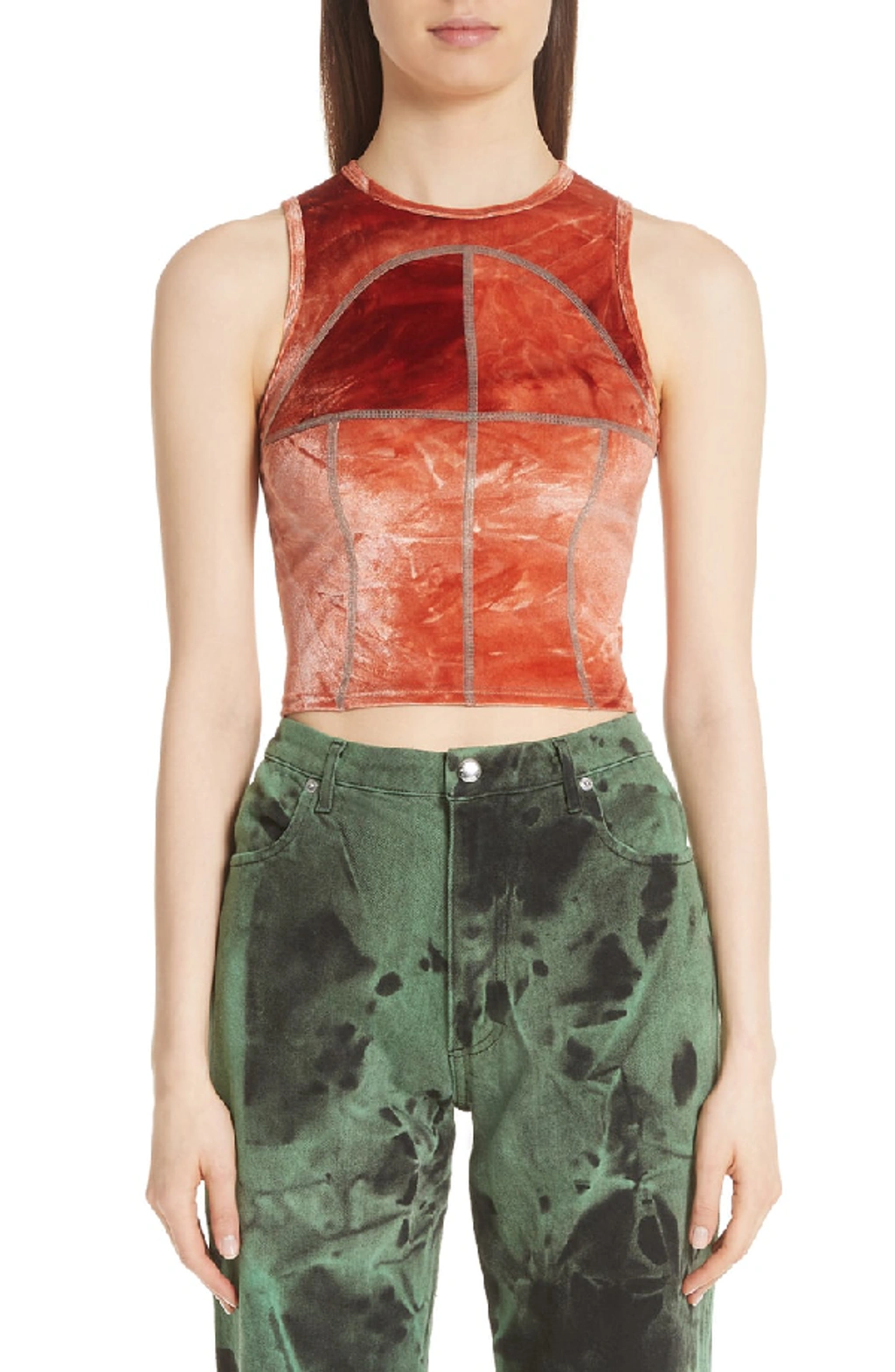 Eckhaus Latta Shiny Velour Fitted Tank In Cinnamon | ModeSens