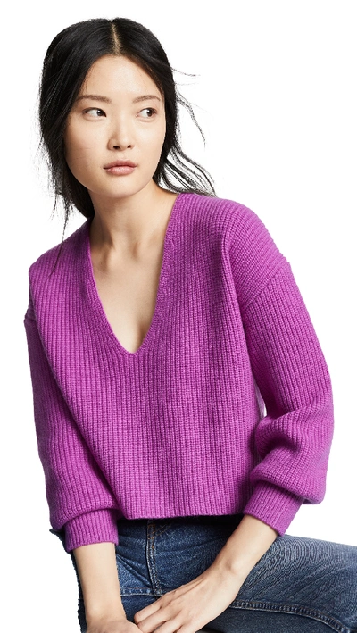 A.l.c Melanie Plunging Merino Wool Sweater In Orchid