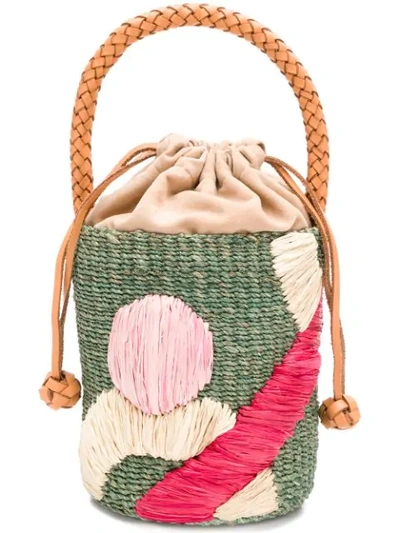 Aranaz Wicker Basket Bag In Green