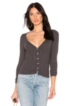 La Made Ribbed Cropped Cardigan Top In Raven