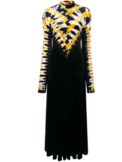 Proenza Schouler Tie-dyed Stretch-velvet Turtleneck Maxi Dress In Yellow/black