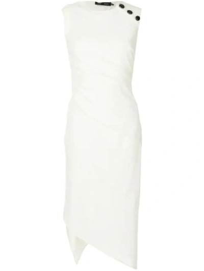 Proenza Schouler Cap-sleeve Textured Crepe Asymmetric Midi Dress In White