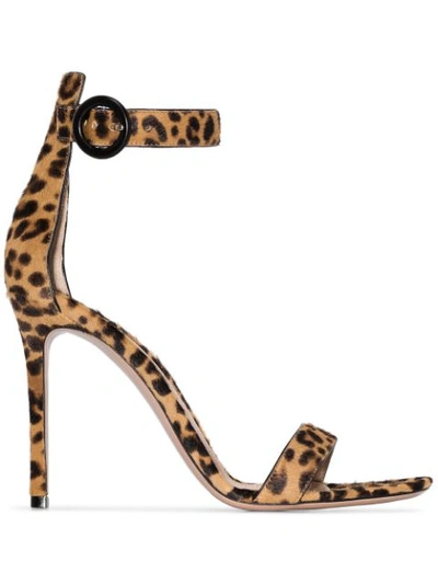 Gianvito Rossi Portofino 100 Leopard-print Calf Hair Sandals In Leopard Print