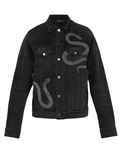 Regular Fit Denim Jacket With Snake Detail