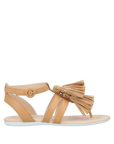 Hogan Toe Strap Sandals In Beige