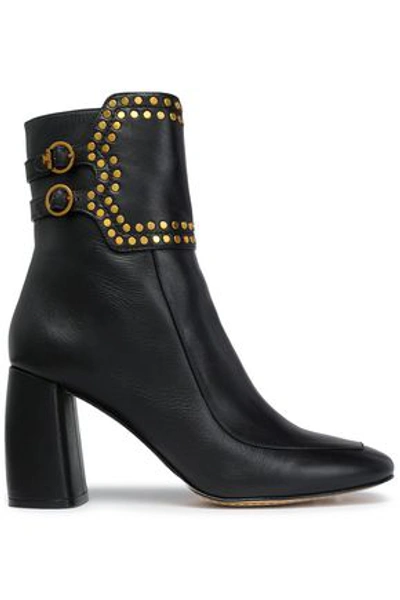 Tory Burch Woman Studded Leather Ankle Boots Black