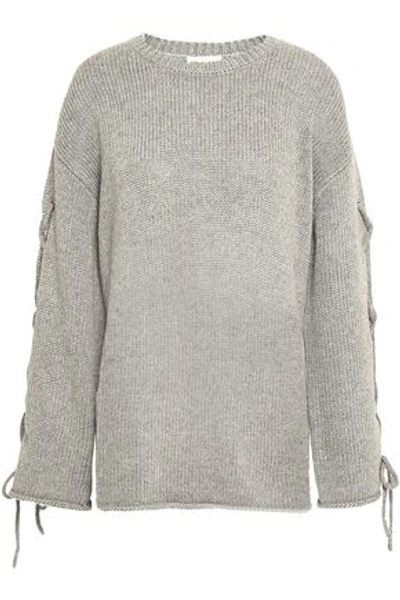 See By Chloé Woman Lace-up Knitted Sweater Gray