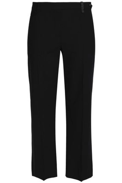Brunello Cucinelli Woman Cropped Bead-embellished Wool-blend Straight-leg Pants Charcoal