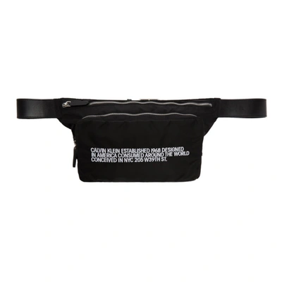 Calvin Klein 205w39nyc Leather-trimmed Logo-embroidered Nylon Belt Bag In Black