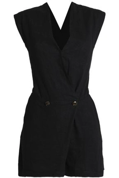 Vix Paulahermanny Woman Wrap-effect Linen-blend Playsuit Black