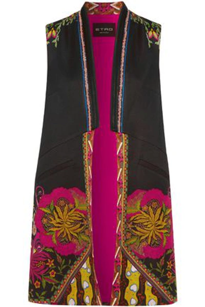 Etro Woman Satin-trimmed Printed Faille Vest Black