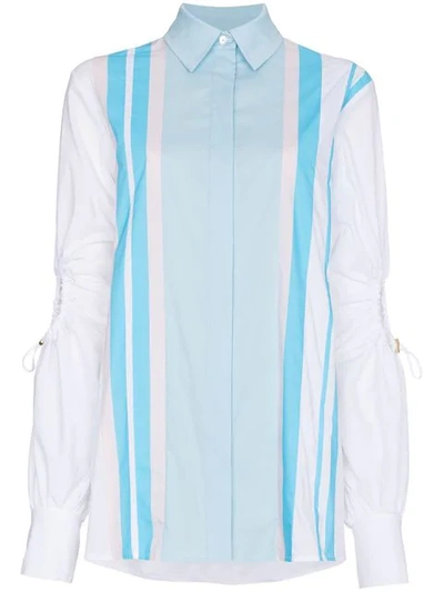 Peter Pilotto Cotton Shirt With Exposed Elbows In White Blue