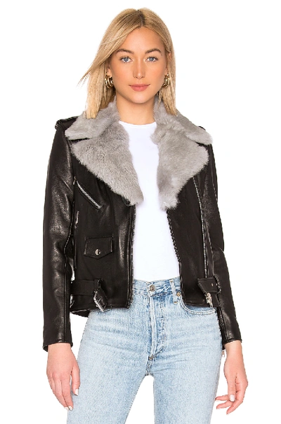 Understated Leather Easy Rider With Removable Fur Collar In Black