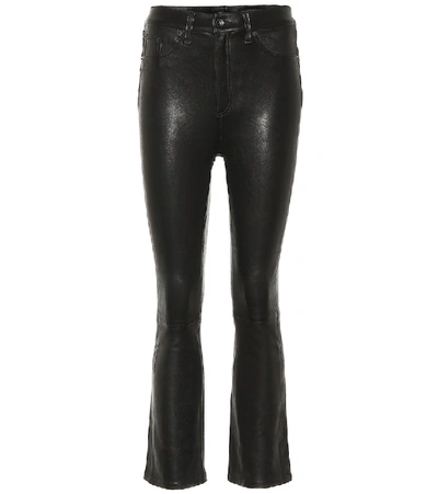 Rag & Bone Hana Wide-leg Leather Jeans In Black