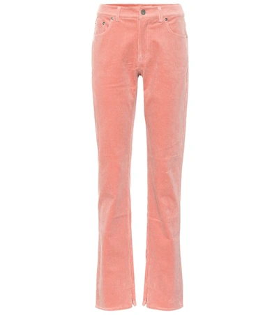 Ganni Stretch Corduroy Straight Pants In Pink
