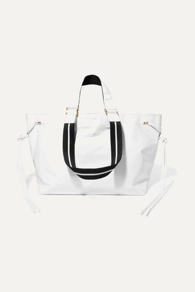 Isabel Marant Wardy Canvas-trimmed Textured-leather Tote In Bianco