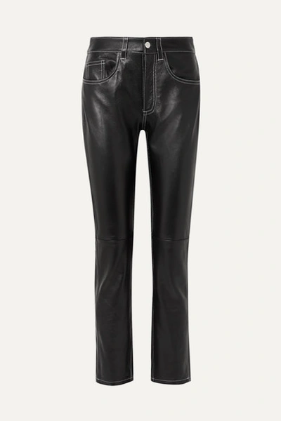 Mm6 Maison Margiela Leather Straight-leg Pants In Black