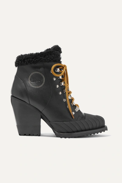 Chloé Rylee Shearling-lined Leather Ankle Boots In Black