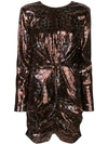 Msgm Leopard-print Sequinned Mini Dress In Brown