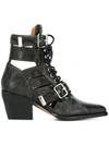 Chloé Rylee Cutout Snake-effect Leather Ankle Boots In Black