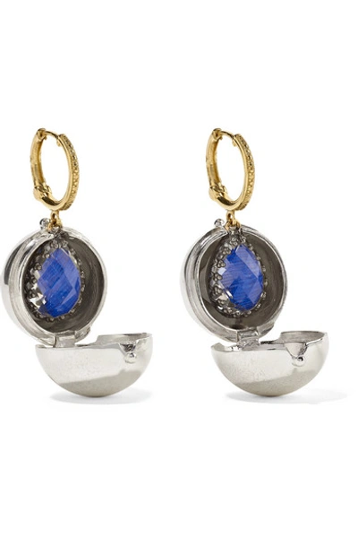 Larkspur & Hawk Lady Jane Small 14-karat Gold, Sterling Silver And Rhodium-dipped Quartz Earrings