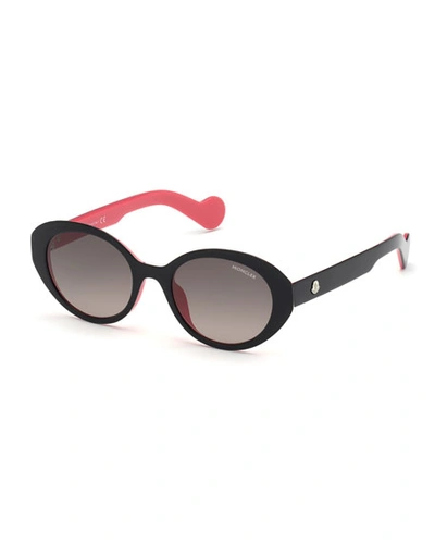 Moncler Gradient Oval Plastic Sunglasses In Black
