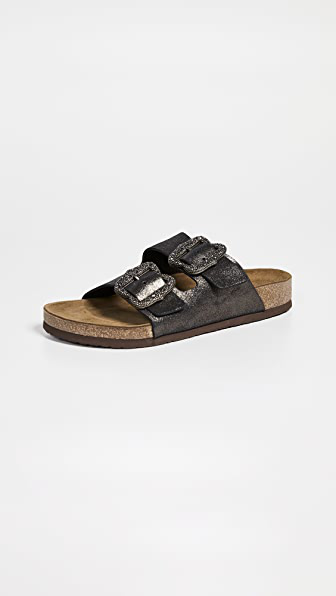 glitter two strap sandals