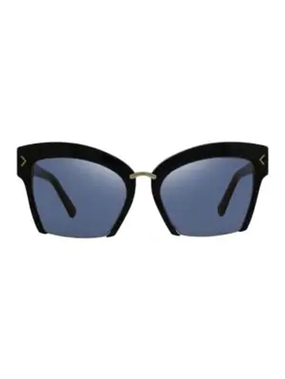 Oscar De La Renta 55mm Blunt Semi Rim Cat-eye Sunglasses In Black