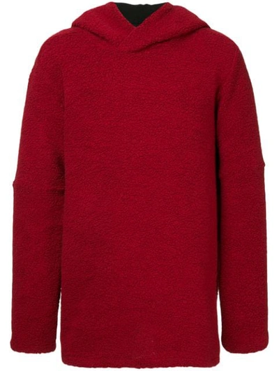 Strateas Carlucci Faux Shearling Hoodie In Red