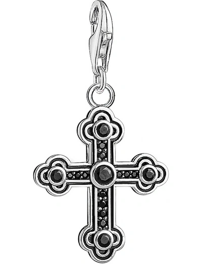 Thomas Sabo Charm Club Sterling Silver Cross Charm In Black