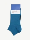 Pantone Ankle Cut Cotton-blend Socks Pack Of Two In Petrol