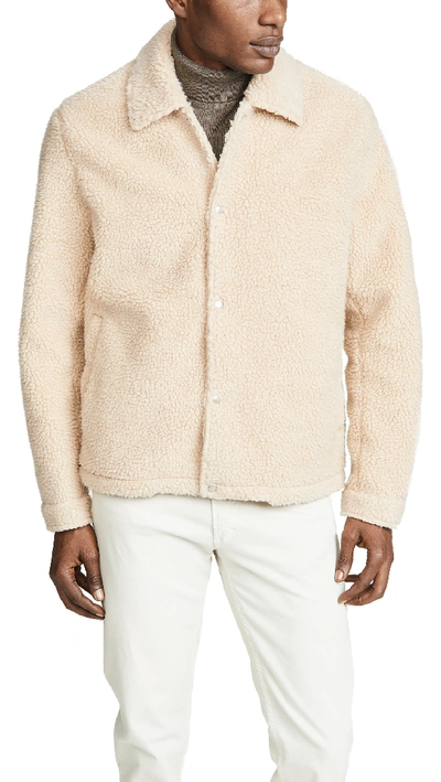 Vince Sherpa Coaches Jacket In Natural