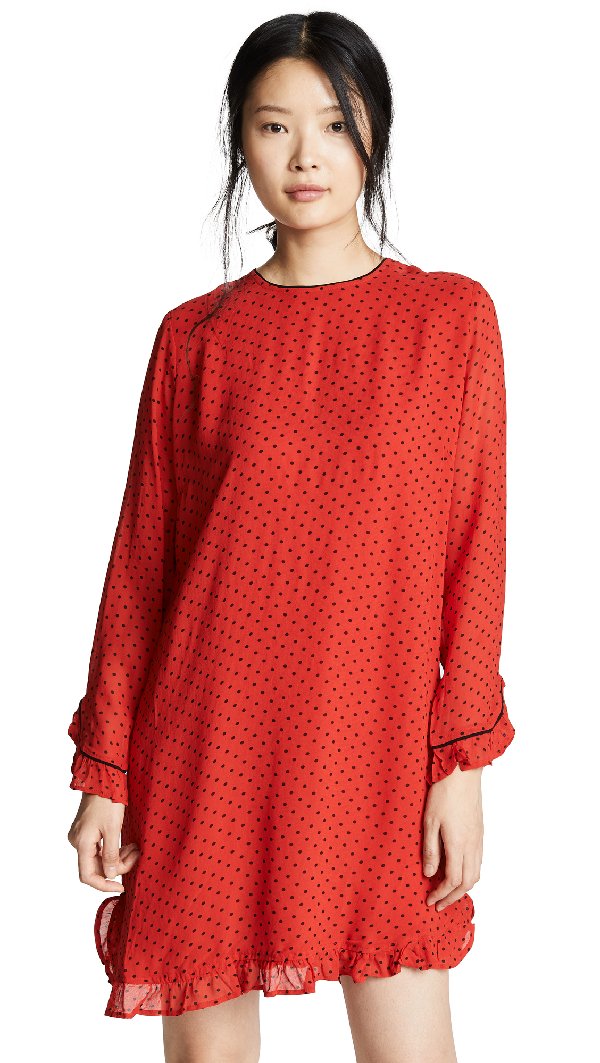 ganni red dress