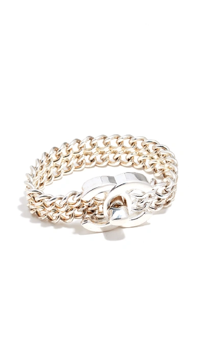 Chanel Large Silver Turn Lock Bracelet