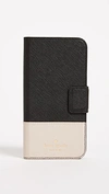 Kate Spade Leather Wrap Folio Iphone 7 Plus / 8 Plus Case In Black/tusk
