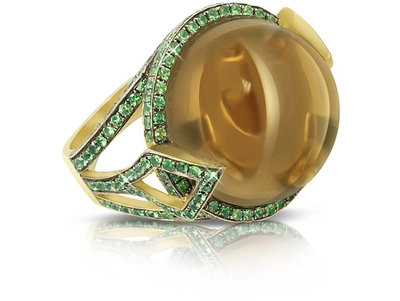 Sho London Rings 18k Gold V-seal Smoky Quartz Feodora Ring