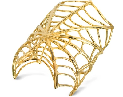 Bernard Delettrez Bracelets Giant Spiderweb Bronze Cuff Bracelet In Doré